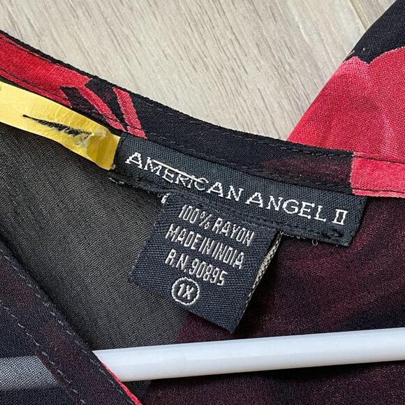 Vintage Floral Dress layered maxi womens Black Red (size 1x) whimsigoth feminine - Picture 2 of 7